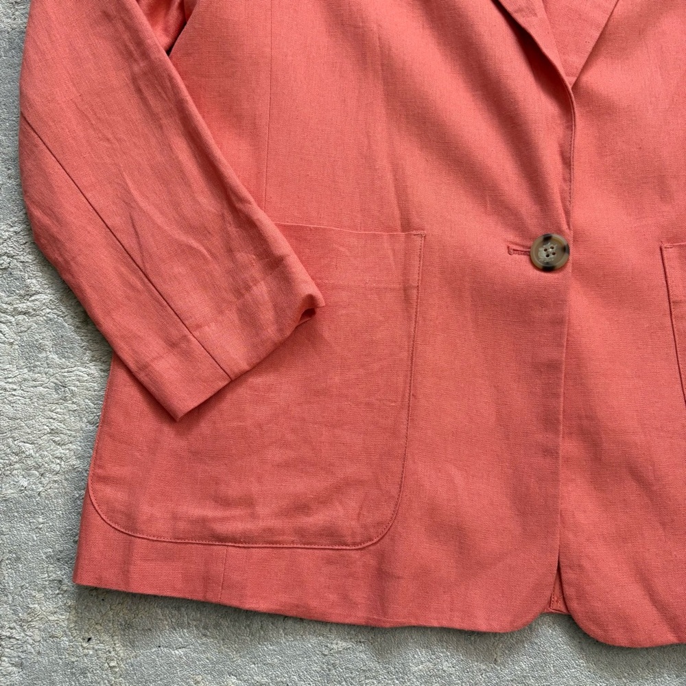 Linen Blend A New Day Women’s Coral Single Button Blazer With Pockets Size Large - Picture 6 of 13